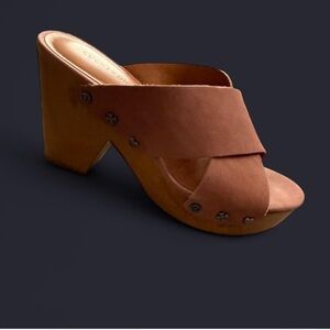 Lucky Brand Brown Wedge Mules